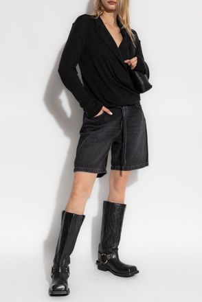 R13 Wrap Shirt, Womens, Black