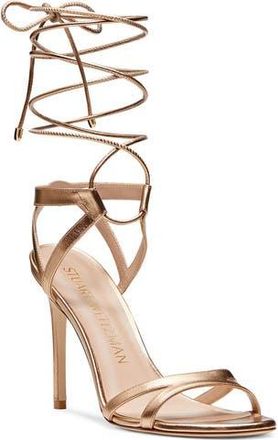 Stuart Weitzman Soiree 100 Lace-Up Sandal in Gold. at Nordstrom Rack, Size 11.5