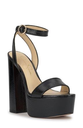 Jessica Simpson Axtyn Ankle Strap Platform Sandal in Black at Nordstrom, Size 5.5