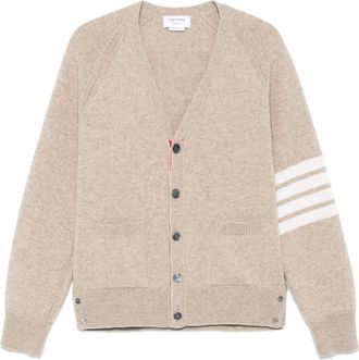 Thom Browne Cardigan in lana con 4 righe - Toni neutri