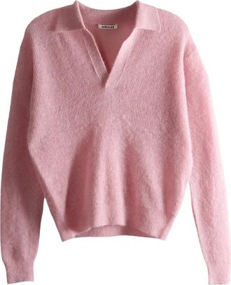 Auralee Maglione con scollo a V - Rosa