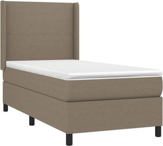 vidaXL Cama Box Spring Colch&oacute;n Y Luces Led Tela Gris Taupe 100x200 Cm Vidaxl