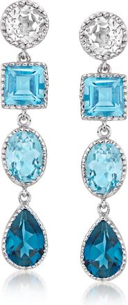 Ross-Simons Tonal Blue and White Topaz Drop Earrings in Sterling Silver