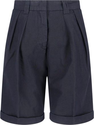 Aspesi Navy Cotton Linen Shorts
