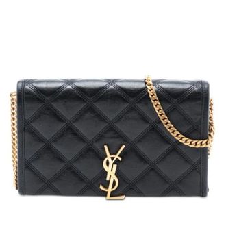 Saint Laurent Pre-owned Cross Body Bags, female, Black, Size: ONE SIZE Pre-owned Quilted Lambskin Crossbody Bag
