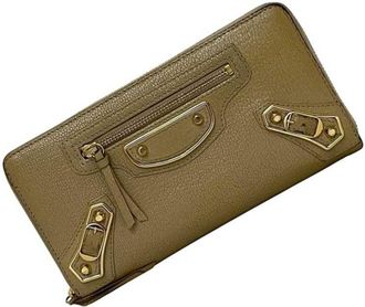Balenciaga Beige Leather Long Wallet (Bi-Fold) (Pre-Owned)