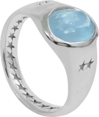 TwoJeys Vertical Blue Stone Signet - Heren - Ringen - Grijs - 53 MM - Accessoires