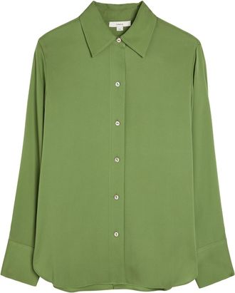 Vince Stretch-silk Blouse - Light Green - S (UK8-10 / S)