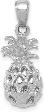 Diamond2Deal 14K White Gold 3D Cut-out Pineapple Pendant