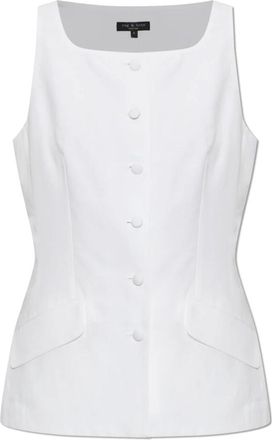 Rag & Bone Jassen, Dames, Wit, L, Katoen, Lola Boatneck Vest