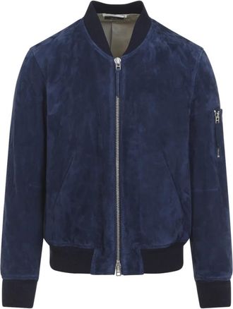 Tom Ford Soft Suede Bomber - Heren - Leren en Su&egrave;de Jassen - Blauw - L - Katoen - Jassen