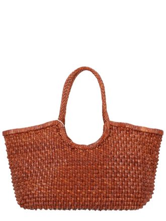 Dragon Diffusion Buff Spacious Woven Leather Shoulder Bag