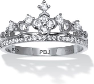 Palm Beach Jewelry 41 TCW Cubic Zirconia Sterling Silver Crown Ring