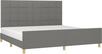 vidaXL Cama Sin Colch&oacute;n Tela Gris Oscuro 200x200 Cm Vidaxl