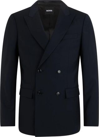 HUGO BOSS Dubbelknoops Jas - Heren - Blazers - Blauw - XL - Wol - Jassen