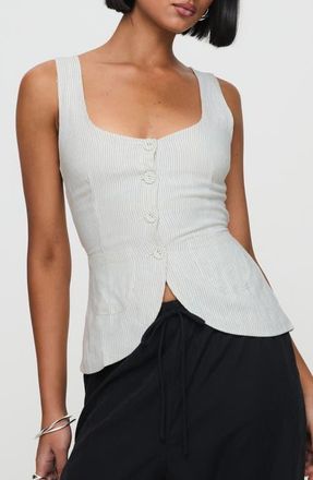 Princess Polly Spirito Pinstripe Square Neck Vest in White Thin Stripe at Nordstrom, Size 4