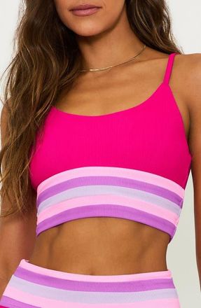 Beach Riot Millie Colorblock High Waist Bikini Bottoms in Raspberry Colorblock at Nordstrom, Size X-Large