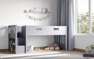 Flair Charlie Staircase Mid Sleeper Cabin Bed in Grey | Size: Single