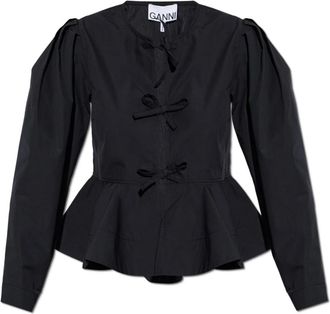 Ganni Blouse in Cotton Poplin - Dames - Blouses - Zwart - S - Katoen - Overhemden