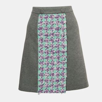 Moschino Boutique Moschino Grey Modal And Cotton Tweed Detail Mini Skirt