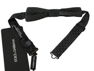 Dolce & Gabbana Grijze Gestreepte Heren Stropdas Papillon 100% Zijde Vlinderdas