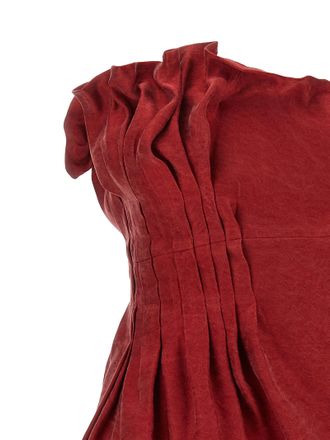 Magda Butrym Asymmetrical Pleated Silk Dress - Red