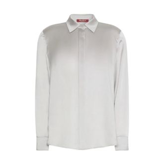 Max Mara Camisa de Sat&eacute;n con Botones Joya - Blouses & Shirts - Mujer - Gris - XS