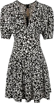 Marni Korte satijnen jurk met Pop Fields-motief - Dames - Korte kleedjes - Zwart - XS - Satijn - Kleedjes