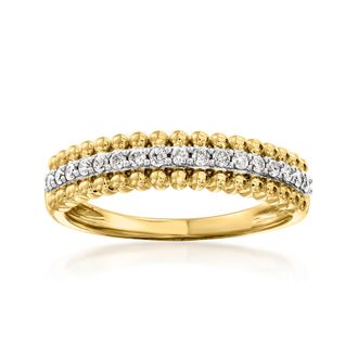 Ross-Simons Diamond Beaded-Edge Ring in 18kt Gold Over Sterling