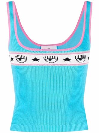 Chiara Ferragni eye-motif knitted vest top - women - Polyester/Cotton/Viscose - M - Blue
