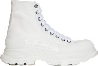 Alexander McQueen White Canvas Tread Slick Sneakers