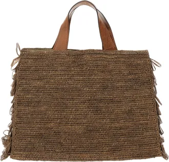 Ibeliv Rectangular Raffia Bag With Fringed Sides