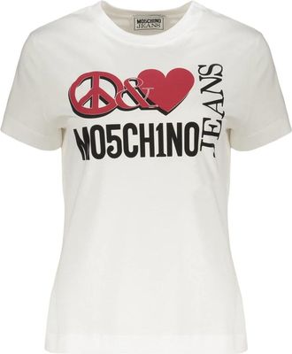 Moschino Katoenen Logo T-shirt - Dames - T-shirts - Wit - M - Katoen - Tops