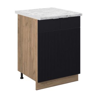 Vicco Mueble Bajo De Cocina Fame-line, Rayas Negras, 60 Cm, Et M&aacute;rmol, Vicco