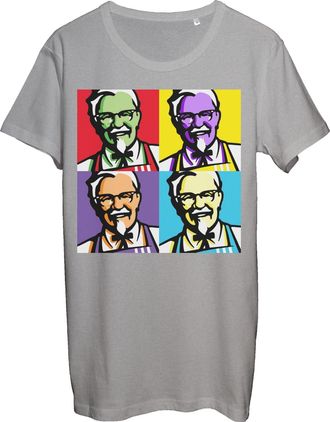 Generic Colonel Sanders KFC pop Art Collage Mens Grey T-Shirt Large