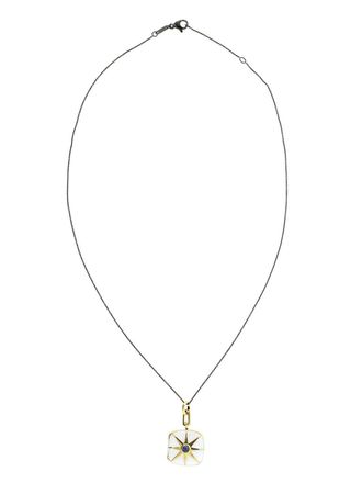 Monica Rich Kosann 18kt gold vermeil sapphire enamel Cushion locket - women - Sterling Silver/18kt Gold Vermeil/Blue Sapphire/Enamel - One Size