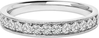 House of Brilliance 14K Gold 1/2 Cttw Round Diamond Milgrain Wedding Band in White at Nordstrom, Size 6.5