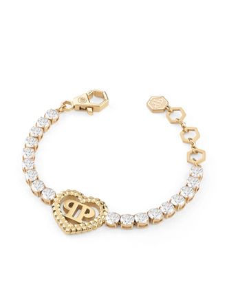 Philipp Plein rocked hearts tennis bracelet - women - stainless steel/glass - One Size - Gold
