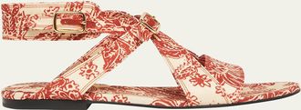 Loro Piana Yuki Print Ankle-Cuff Sandals