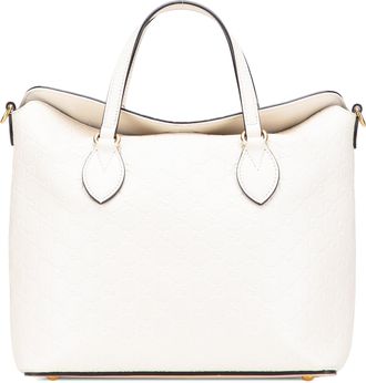 Gucci Pre-owned Womens Guccissima Tote Embossed Leather - White - One Size