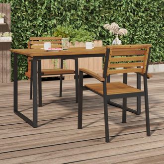 vidaXL Sillas De Jard&iacute;n Apilables 2 Uds Madera Maciza Acacia Y Metal Vidaxl