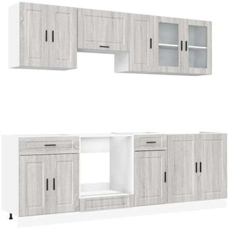 vidaXL Vidaxl - Mueble Cocina Kalmar Sonoma Gris 8 Pzas Madera Contrachapada