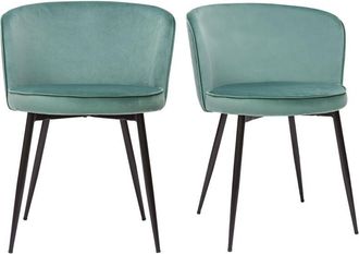 Miliboo Set De 2 Sillas De Dise&ntilde;o De Terciopelo Verde Celad&oacute;n Y Metal Negro Serif