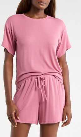 Nordstrom Moonlight Eco Easy Rib Short Pajamas in Pink Heather at Nordstrom, Size X-Large