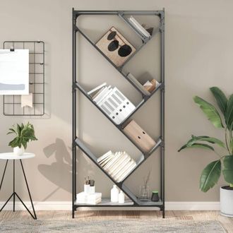 Berkfield Home Durable Bookcase Grey Sonoma 79x30x180 cm Engineered Wood & Metal | Size: 79 x 30 x 180 cm
