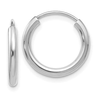Diamond2Deal 10k White Gold Round Endless Hoop Earrings 0.61g