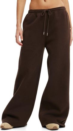 Cotton On Womens Active Plush Tie Waist Wide Leg Sweatpant in French Roast at Nordstrom, Size X-Small