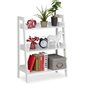 Relaxdays Mobiletto a 3 Piani Multiuso, Scaffale per Oggetti, Libreria, Fioriera, HxLxP 82,5 x 61 x 29 cm, Bianco - Relaxdays