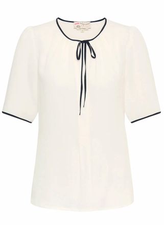 Maison Common Womens Tie-Front Short-Sleeve Blouse In Ivory