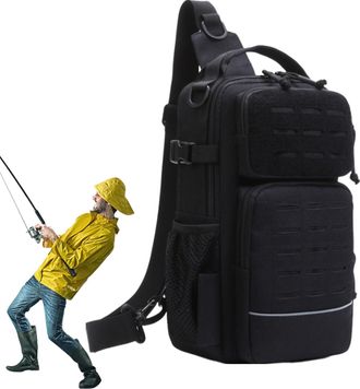 Generic Fishing Sling Bag,with Water Bottle Holder Tackle Storage | Fishing Sling Tackle Bag,for Camping Men Travel Hiking Outdoor Gym Sports Adventure